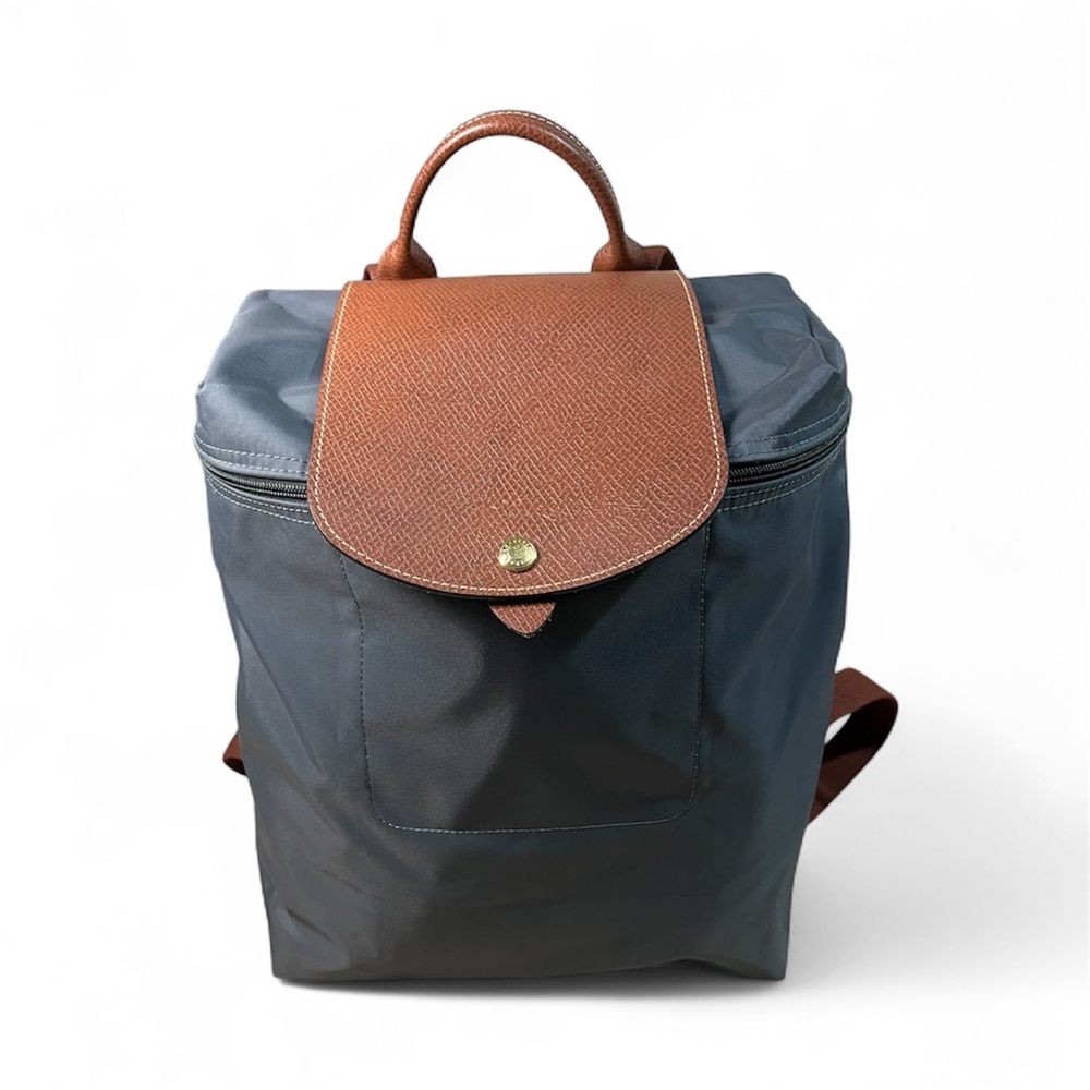 Longchamp Le Pliage Original M Backpack Rucksack Bag Fabric Leather Women's